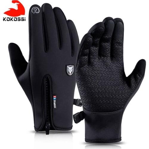 KoKossi Winter Cycling Gloves Thermal Warm Windproof Sport Bike Gloves Full Finger Touch Screen Waterproof Bicycle Glove