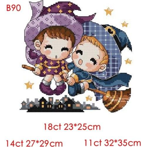Lovely Cartoon Couples Gift Love One Take off Cross-stitch Cotton Printed Cloth Kit 11CT14CT18CT Handmade Embroidery Material
