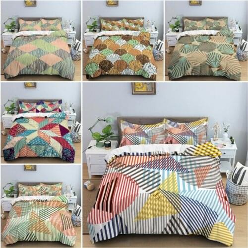 Geometry Printed Bedding Set Soft Duvet Cover Set with Pillowcase Queen/King Size Comforter Cover for Bedroom Home Textile