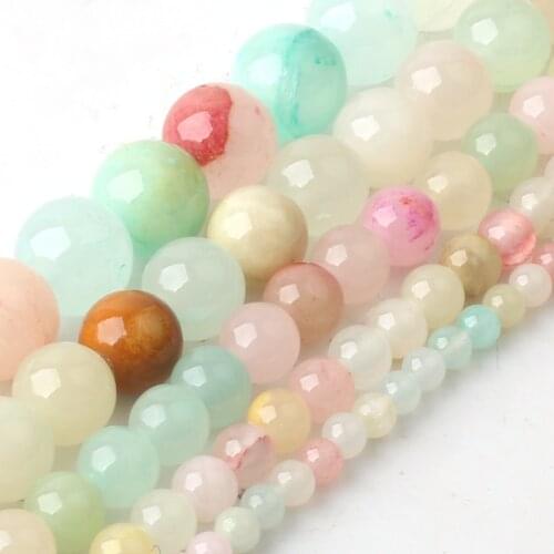 Wholesale Round Natural Stone Beads Smooth Colorful Chalcedony Jades Loose Beads For Jewelry Making DIY Bracelet 4/6/8/10/12mm