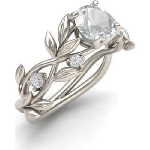 Trendy Crystal Engagement Rings For Women Jewelry Accessories Pop Olive Leaf Zircon Cubic Wedding Band Girl Gift