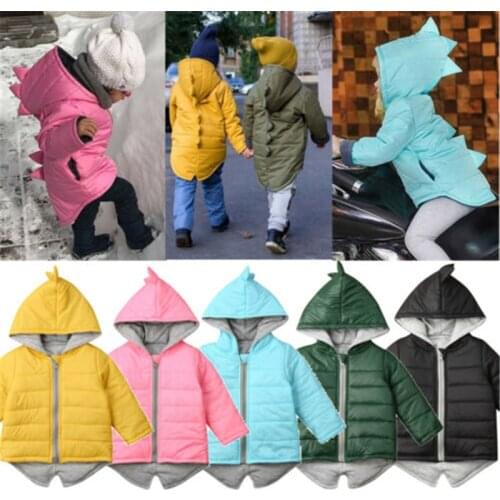 2020 Cute Kids Toddler Baby Girls Boys Warm Coats Fashion dinosaur Hooded Outerwear Autumn Winter Children Coats Kid Costumes
