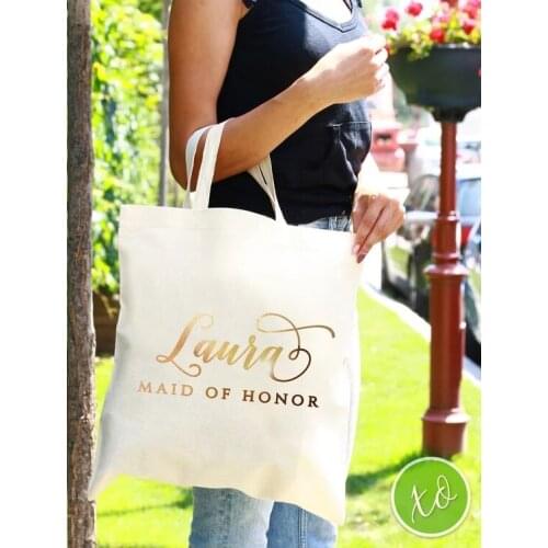 Personalize name glitter wedding bride bridesmaid canvas Tote Bags ,Bridal Party Bridesmaid Gifts Custom Bridesmaid Bag favors