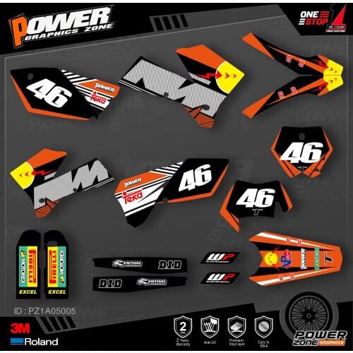 PowerZone Custom Team Graphics Backgrounds Decals 3M Stickers Kit For KTM SX SXF MX 05-06 EXC XCW Enduro 05-07 125 to 500cc 05