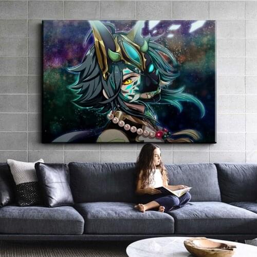Genshin impact Game poster xiao Yasha Guardian home decor hd painting wall painting bedroom anime Study Bedroom Bar Cafe Wal