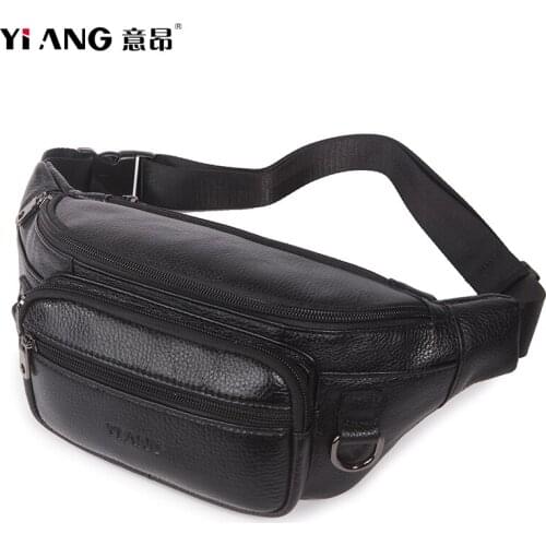 New Mens Genuine leather Leisure Waist Fanny Packs Money Purse Women Crossbody Chest Bag Zip Pocket Soft Leather Messenger Bag