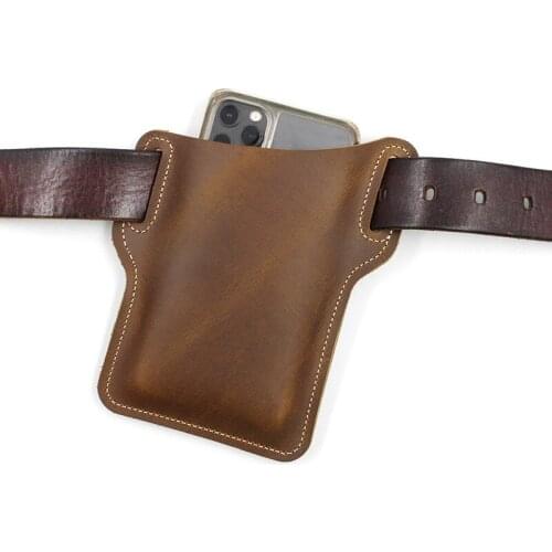Luxury Genuine Leather Cellphone Loop Holster Case for Samsung Belt Waist Bag Props Purse Phone Wallet Purse Case for Iphone