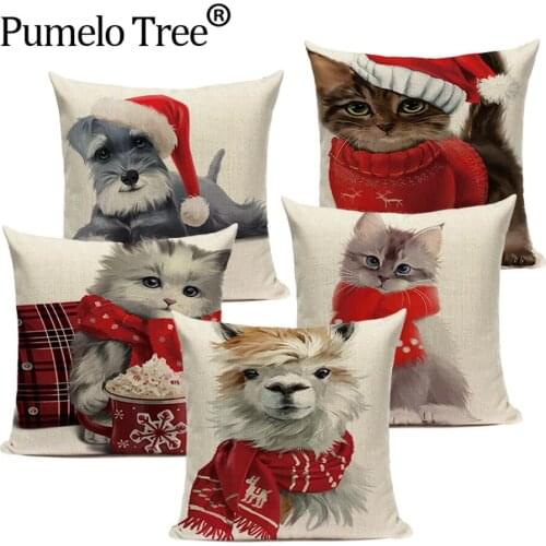 Christmas Navidad Cute Animal Christmas Decorations Decoración Navidad New Year Decorations 2021 Home Decoration Cushion Cover