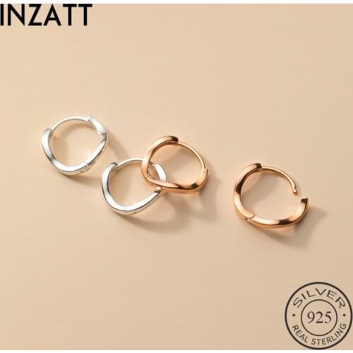 INZATT Real 925 Sterling Silver Wave Round Hoop Earrings For Fashion Women Party Punk Fine Jewelry Minimalist Accessories