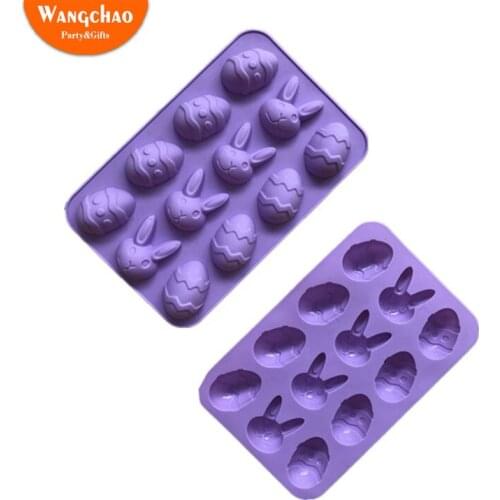 Silicone Happy Easter Eggs Rabbits Jello Fondant Mold Easter Candy Molds Cake Decorating Baking Tools Chocolate Gumpaste Molds
