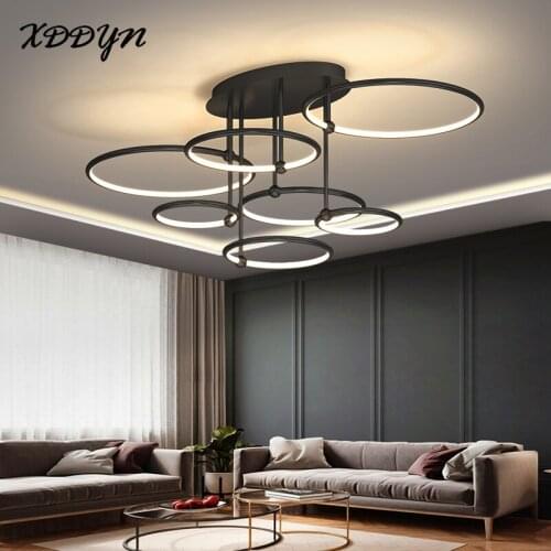 6 Rings 7 Rings Modern Led Pendant Light For Living room Dining room Bedroom High Ceiling Mount Home Led Pendant Lamp 110V 220V