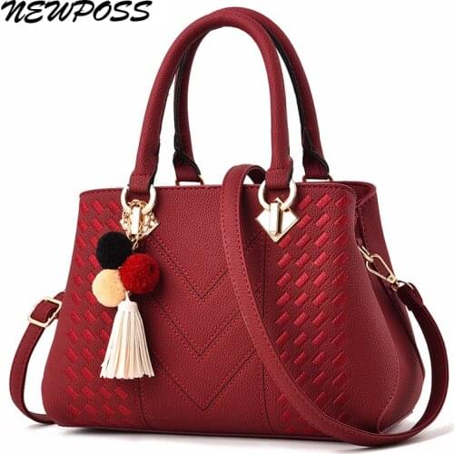 Fashion Women Handbags Tassel PU Leather Totes Bag Top-handle Embroidery Crossbody Bag Shoulder Bag Lady Simple Style Hand Bags