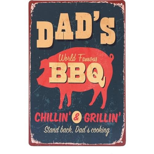 World Famous BBQ Signs Dads Cooking Chillin & Grillin Tin Poster Pub Bar Club Home Tin Wall Decor Metal Art Decoration YN139