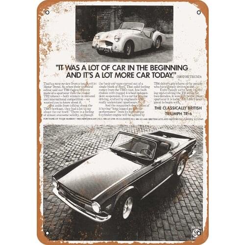 WallColor 8*12 Metal Sign 1973 Triumph TR6 Vintage Look