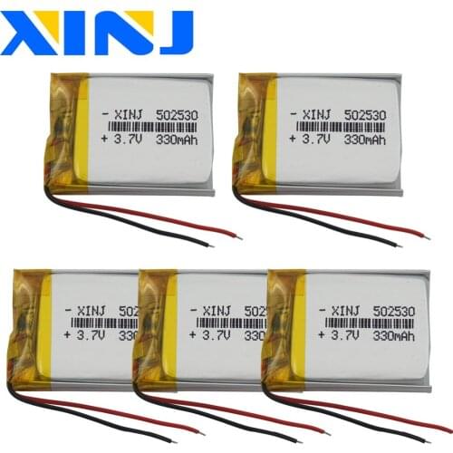 XINJ 5pcs 3.7V 330mAh lithium polymer battery lipo cell 502530 For mp3 bluetooth earphone speaker watch Car Camera Car DVC DVR