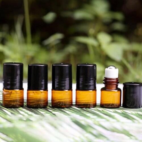 Amber Roller Ball Bottle Mini Refillable Roll On Glass Vials 2ml Refillable Essential Oil Aromatherapy Dispenser 25pcs/lot