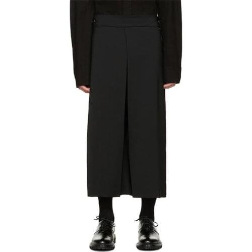 Mens new style mens hair stylist fashion trend basic loose large size wide leg skirt