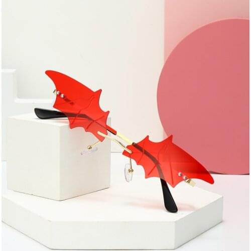 Luxury Fashion Flame Sunglasses Women Rimless Bat Sun Glasses Tears Shades Eyeglass Vintage Feather Sunglass Fire Shape Eyewears
