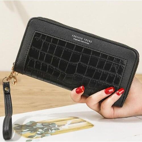 Wallet Women Long Luxury Brand Leather Coin Purses Tri-Fold Soft Skin Buckle Clutch Female Money Bag Hand Credit Card Holderf