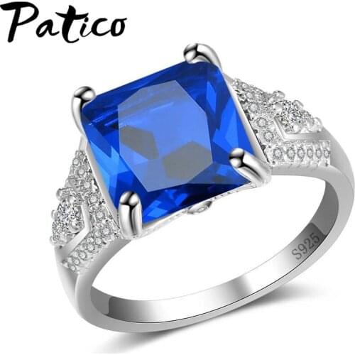 100% 925 Sterling Silver Engagement Ring Princess Cut Square Zirconia Crystal Wedding Rings for Women Hot Anillos Anel
