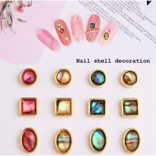 10PCS 3D Shell Alloy Nail Jewels Japanese Ultra-thin Nail Ornament Gold Edging Botton Strass Ongle Charms Nail Art Jewelry