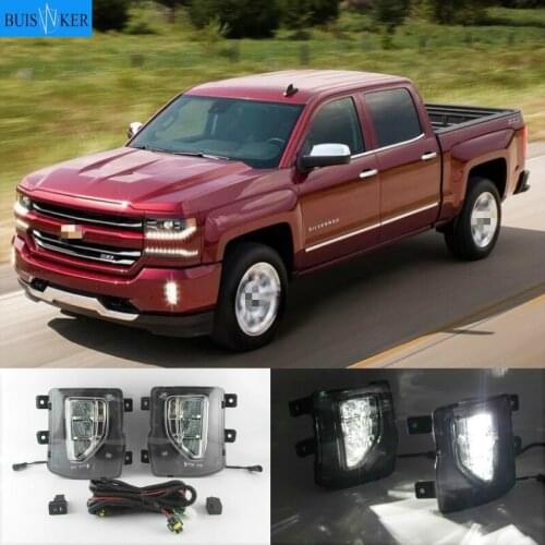 2Pcs Car Front Fog Lights Bumper Daytime Running Driving Lamps for chevrolet Silverado 1500 2016 2017 2018