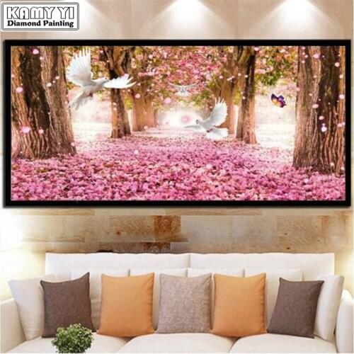 2019 DIY Diamond Embroidery Romantic Cherry Tree Full Rhinestone 5D Diamond Painting Cross Stitch For Living Room Decoratio XY20