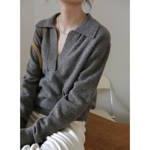 2020 autumn Korean light ripe sweater POLO collar classic all-match wool blend base coat
