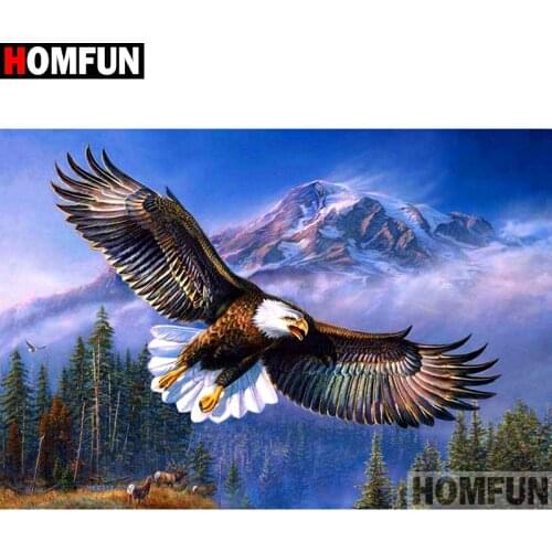HOMFUN Diamond Painting Cross Stitch "Animal eagle landscape" Full Crystal Diamond Embroidery Needlework Craft Home Decor A10902