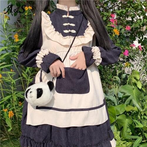 Anbenser Op Lolita Dress for Women Japan Style Patchwork Kawaii Girl O Neck Daily Sweet Vestidos Tea Party Gothic Loli Dresses
