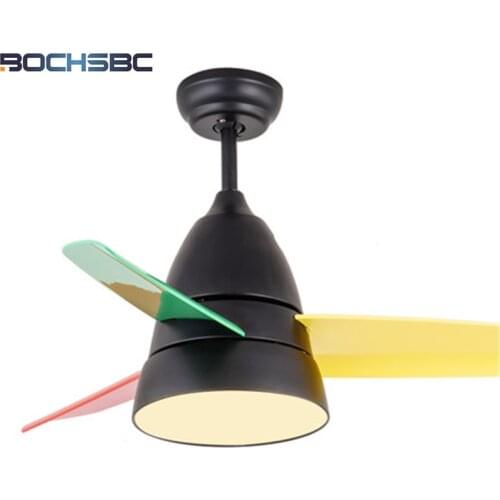 BOCHSBC Childrens Bedroom Fan Light Simple Modern Ceiling Fan Light LED Energy-saving Eye-protection Restaurant Mini Lights