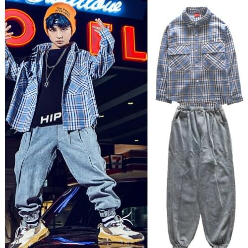 ChildrenS Ballroom Hip-Hop Dance Clothes Fashion Shirt Jeans Hiphop Suit Jazz Performance Clothes Catwalk Stage Outfits SL4574
