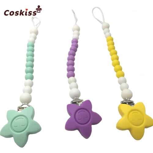 Baby Teether Pacifier Clip Silicone Beads Food Grade Baby Holder Nursing Tool Toddler Teether Teething Beads Baby Accessories