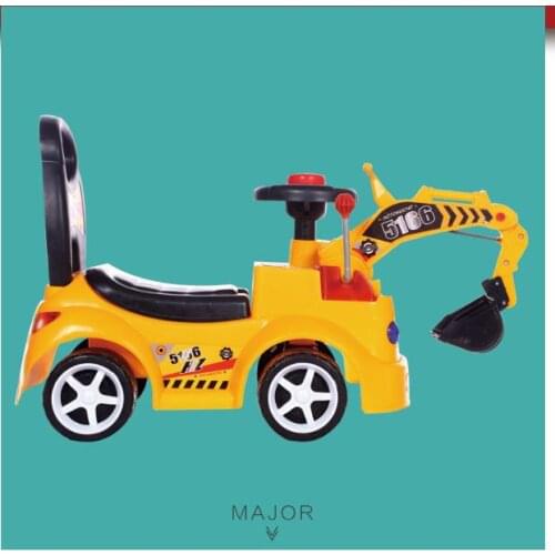 Childrens scooter with music Excavator twist car toy truck sit and ride four wheel Cars Outdoor Indoor Drift Activity Walker