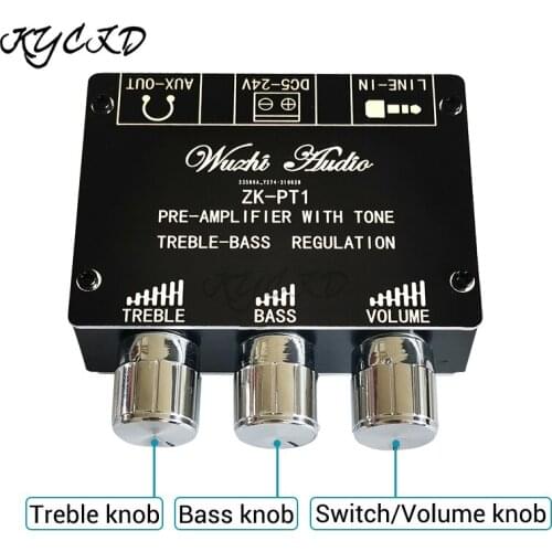 For Amplifier Audio ZK-PT1 Bluetooth 5.0 Receiver Decoder Stereo Tone Board Volume Controller Treble Bass Tonal preamp Amp Knob