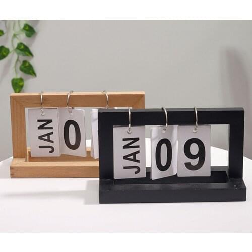 Flip Chart Perpetual Calendar Wooden Creative Chic Calendar Office Home Decoration Desk Calendar Simple Stylish Artwork