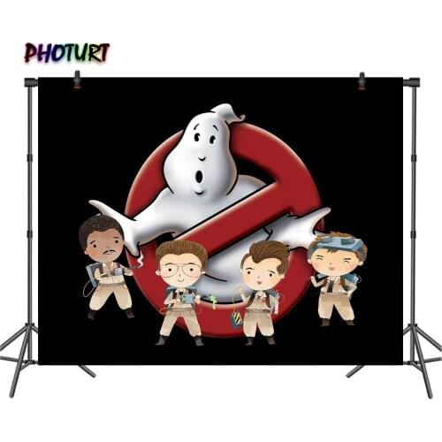 PHOTURT Ghostbusters Photography Backdrop Birthday Party Halloween Background Black White Vinyl Polyester Photo Banner Props