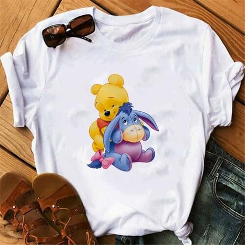 Pooh Bear Eeyore T Shirt Summer Short Sleeve Tee Tops Women Anime Winnie the Pooh T-Shirts Pop Streetwear Girl Tshirt
