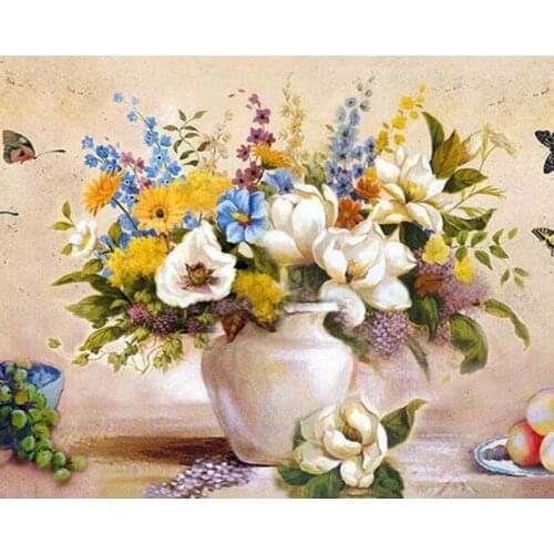 GATYZTORY Butterfly Flower vase DIY Painting By Numbers Landscape Acrylic Paint By Numbers For Handpainted Home Decors Gift