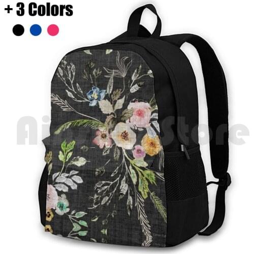 La Boheme Floral Outdoor Hiking Backpack Riding Climbing Sports Bag Floral Flowers Romantic Bohemian Gypsy Vintage Roses Garden