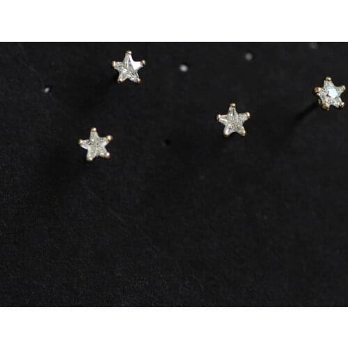 14K gold crystal stars small and exquisite beautiful earrings Small Gold Color Earring For Women
