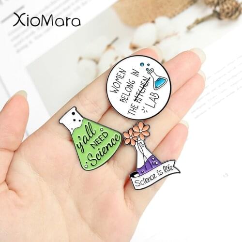6 Styles Medical Enamel Pin Science Metal Brooches Chemical Beaker Badges Brooches for Women Student Gifts Backpack Accessories