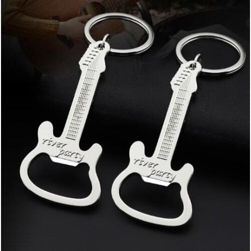 Metal music guitar bottle opener key chain creative and practical gifts