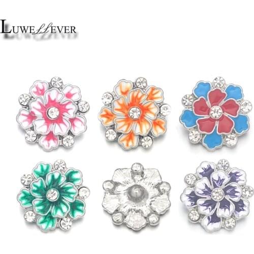 Fashion Flower w167 Crystal 3D 18mm Metal Snap Button For Bracelet Necklace Interchangeable Jewelry Women Accessorie Findings