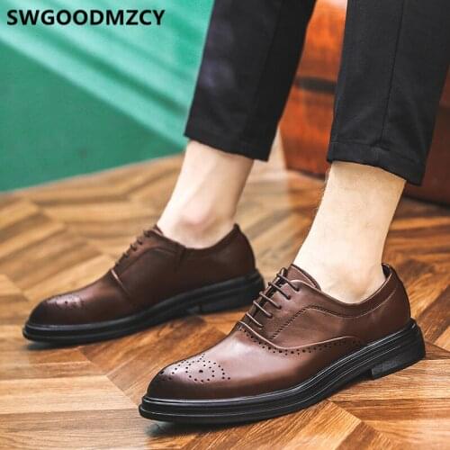 Wedding Shoes Men Leather Brown Dress Brogue Shoes Men Formal Coiffeur Wedding Dress Luxury Designer Official Shoes For Men Buty