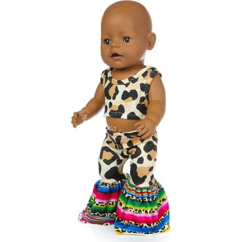 New Leopard Sport suit Doll outfitFit 17 inch 43cm Doll Clothes Born Baby Suit For Baby Birthday Festival Gift