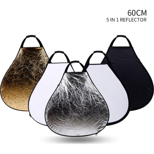 5-in-1 23 Inch/60cm Portable Triangle Reflector with Handle for Photography Photo Studio Lighting & Outdoor Lighting