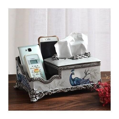 Household European remote control storage box tissue box living room coffee table tray creative multi-function work napkins box