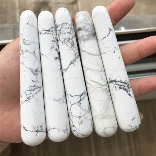1 Piece Face Massageador Roller Wand Natural White Howlite Stone Wand Guasha Stick Health Care Body Massage