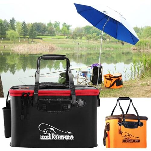 Foldable EVA Fishing Bags Fishing Bucket Live Fish Box Camping Water Container Fishing Tackle Storage Box With Side Pocket